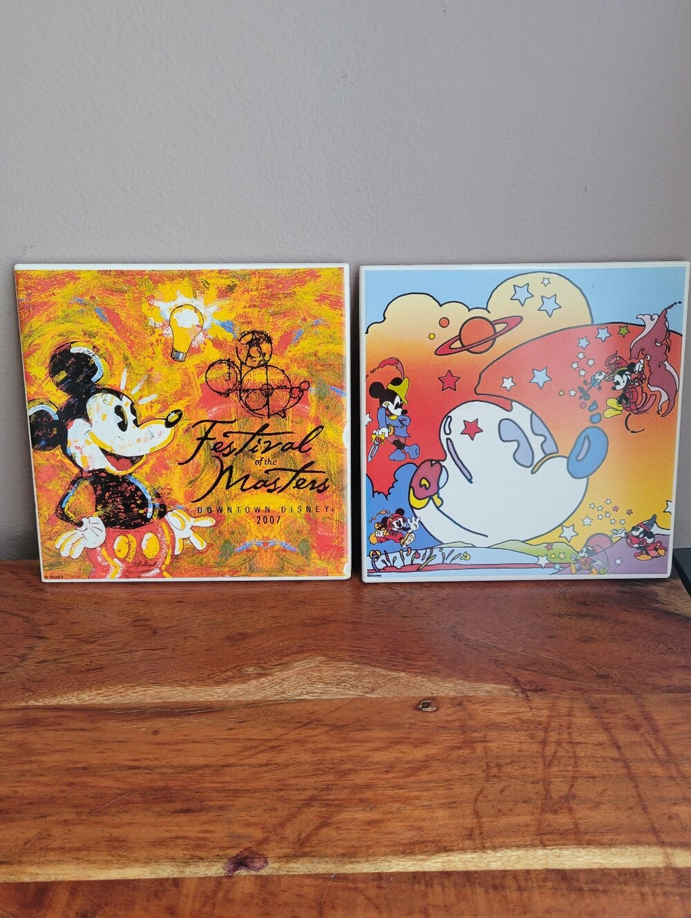 Vintage Disney Festival of the Masters 2007 Mickey Mouse Wall Art Tiles lot of 2